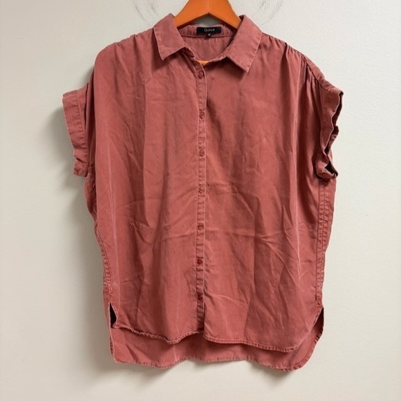 Quince Tops - Quince Vintage Wash Tencel Camp Shirt Terracotta Size M Preppy Minimalist Boxy